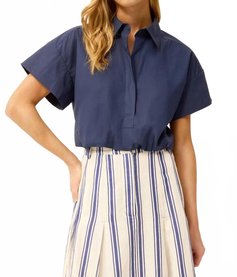 NEW MARIE OLIVER sierra button down top in navy